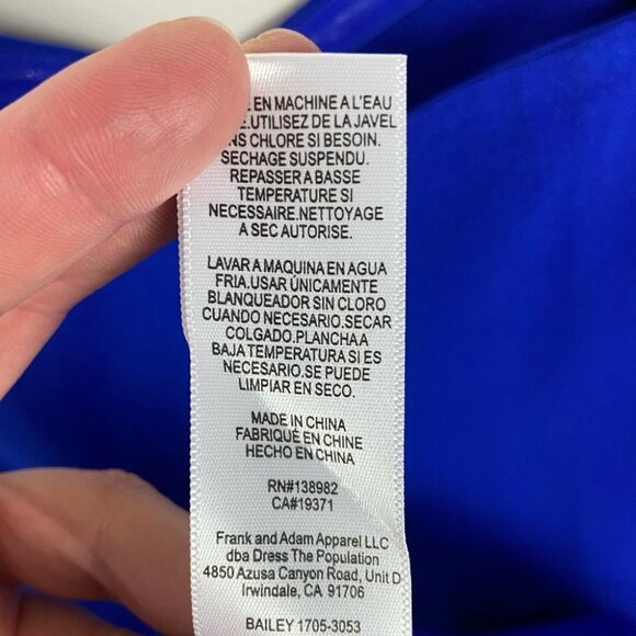 NEW Dress The Population Bailey Dress Electric Blue Size XXL Midi Off Sheath - Picture 12 of 12